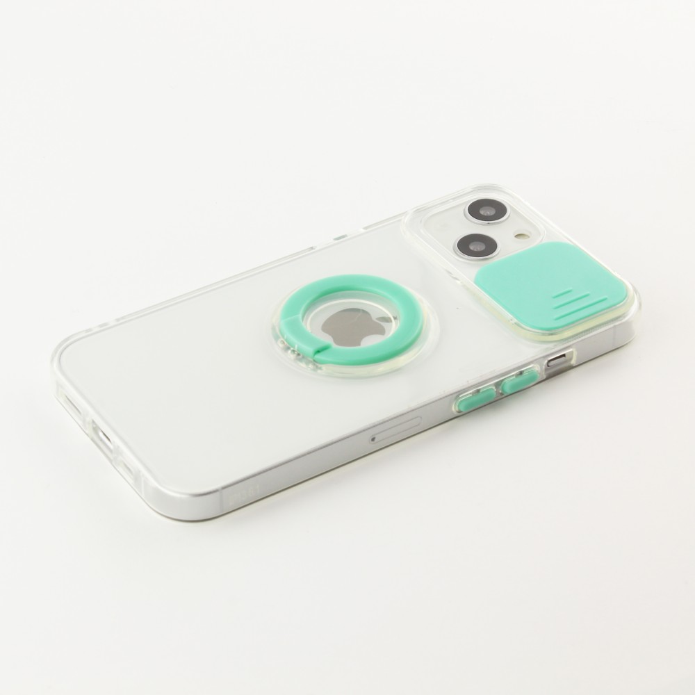Coque iPhone 14 - Caméra clapet avec anneau - Turquoise