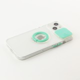 Coque iPhone 14 - Caméra clapet avec anneau - Turquoise