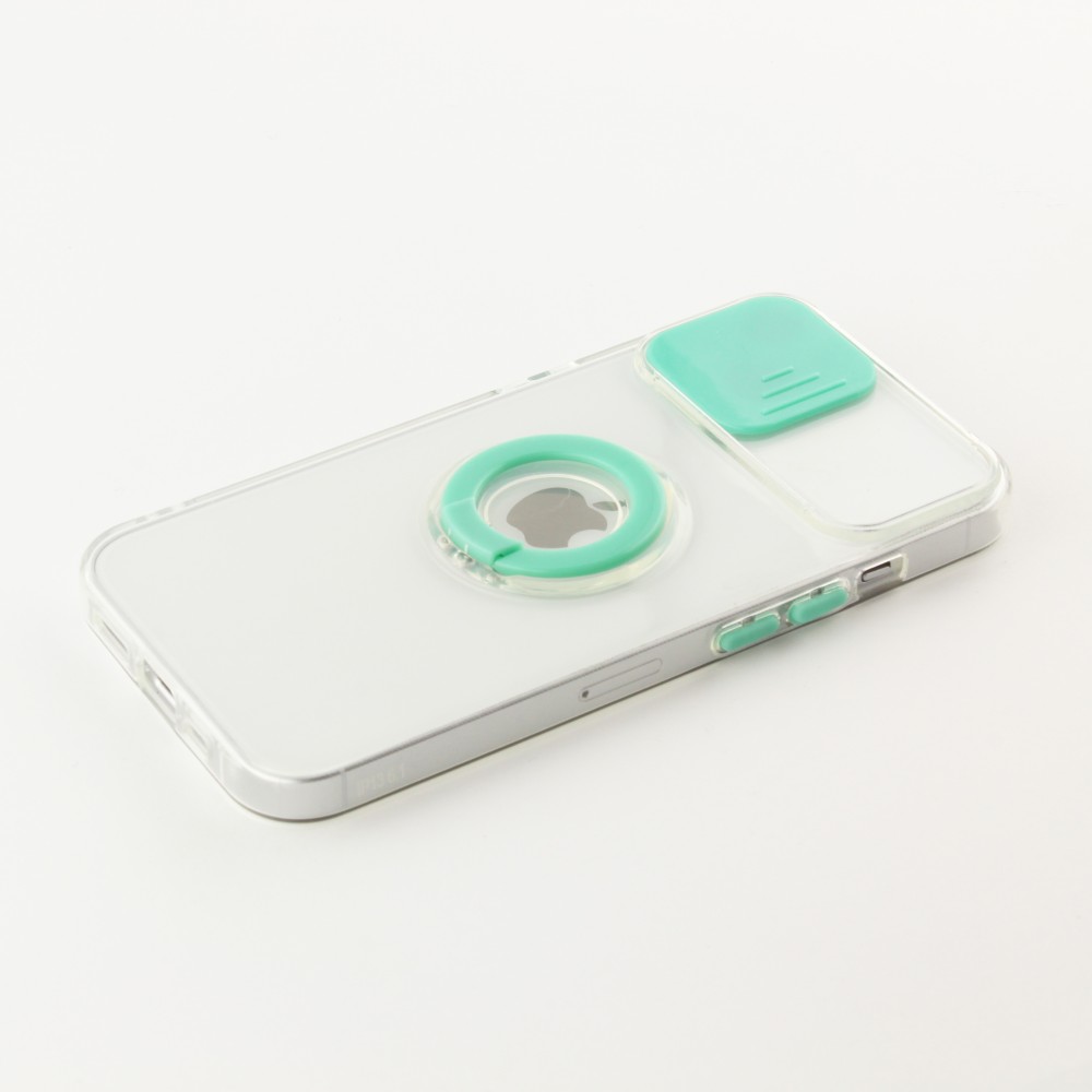 Coque iPhone 14 - Caméra clapet avec anneau - Turquoise