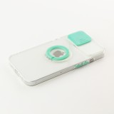 Coque iPhone 14 - Caméra clapet avec anneau - Turquoise