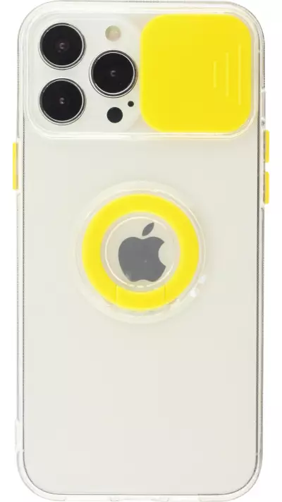 Coque iPhone 14 Pro - Caméra clapet avec anneau jaune