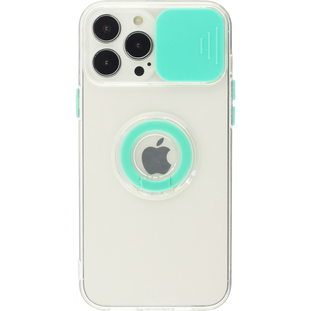 Coque iPhone 14 Pro Max - Caméra clapet avec anneau - Turquoise