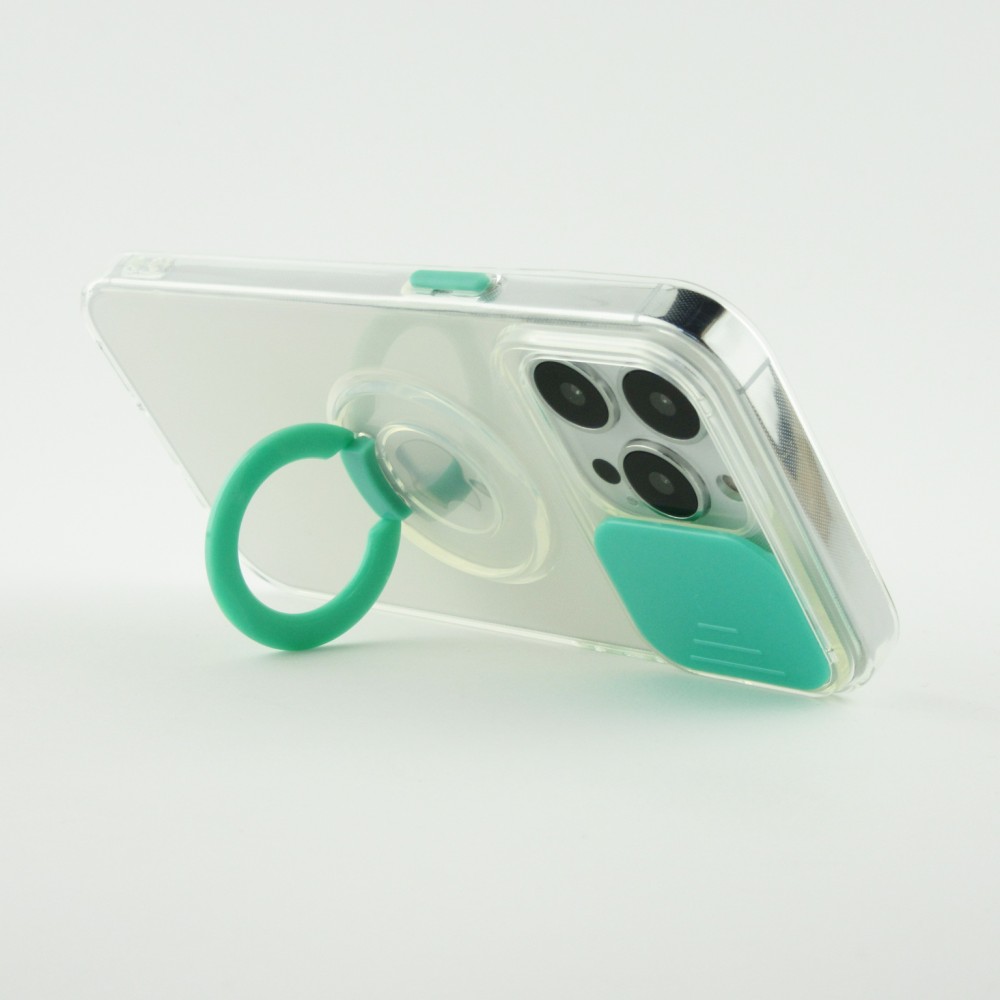 Coque iPhone 14 Pro Max - Caméra clapet avec anneau - Turquoise