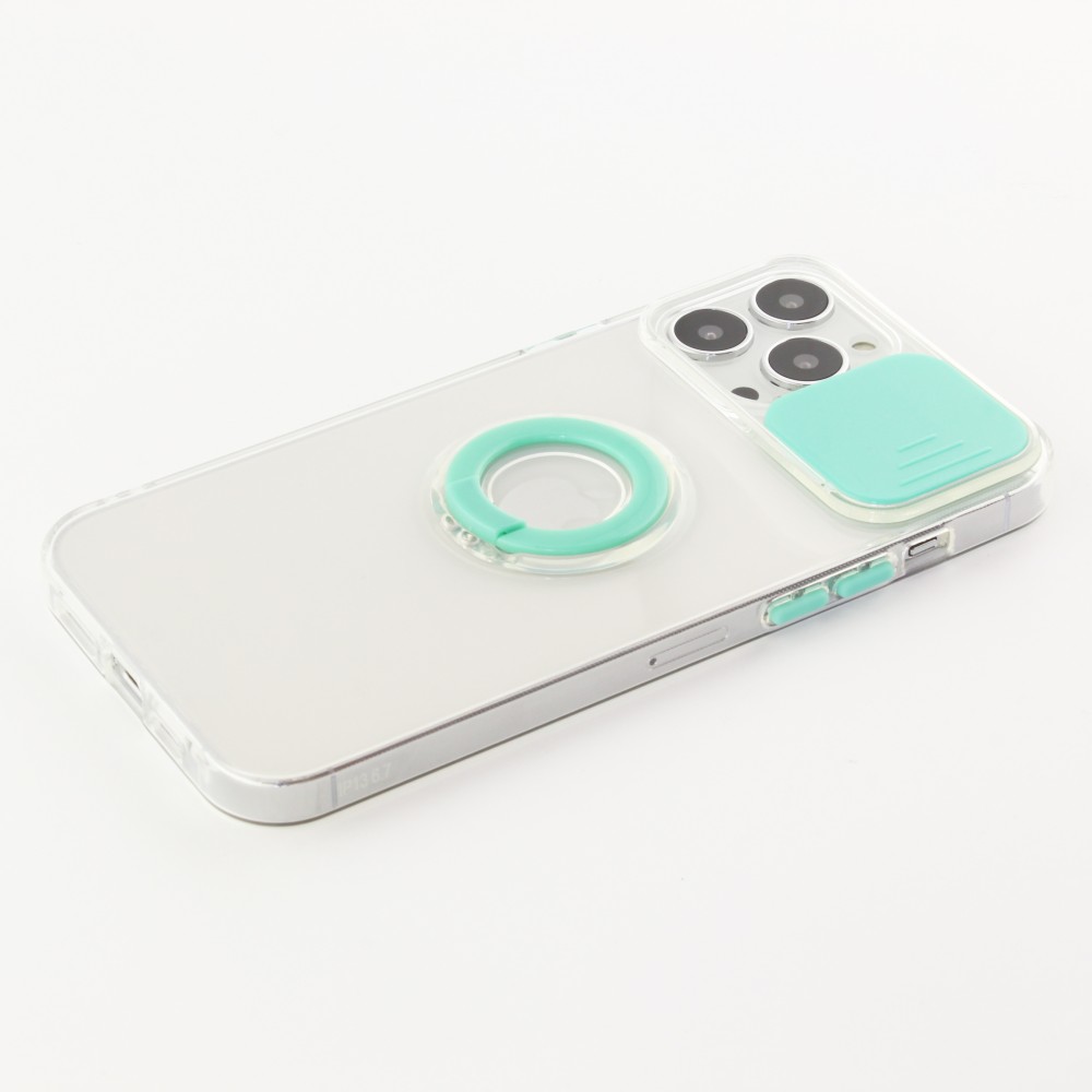 Coque iPhone 14 Pro Max - Caméra clapet avec anneau - Turquoise