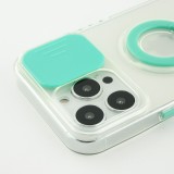 Coque iPhone 14 Pro Max - Caméra clapet avec anneau - Turquoise