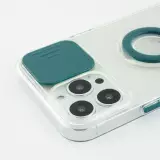 iPhone 13 Pro Max Case Hülle - mit Kamera-Slider und Ring - Dunkelgrün
