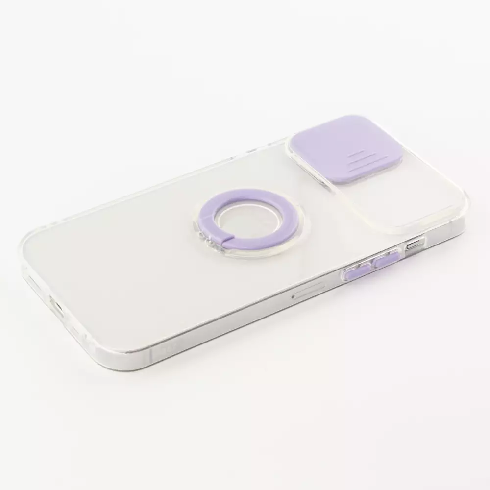 iPhone 13 Pro Max Case Hülle - mit Kamera-Slider und Ring - Violett