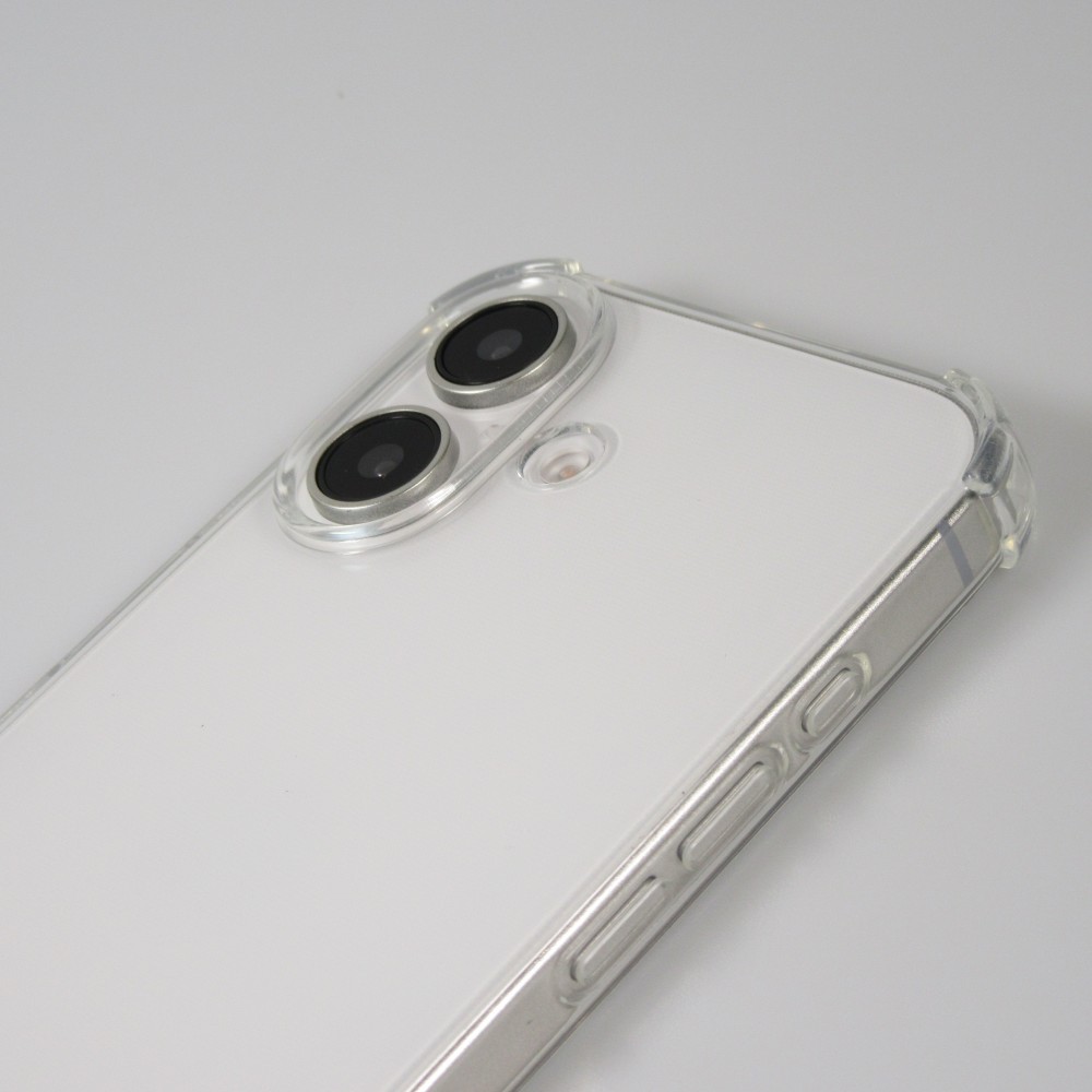 Coque Samsung iPhone 16 - Gel transparent avec lacet - Blanc / noir