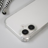 Coque Samsung iPhone 16 Plus - Gel transparent avec lacet - Blanc / noir