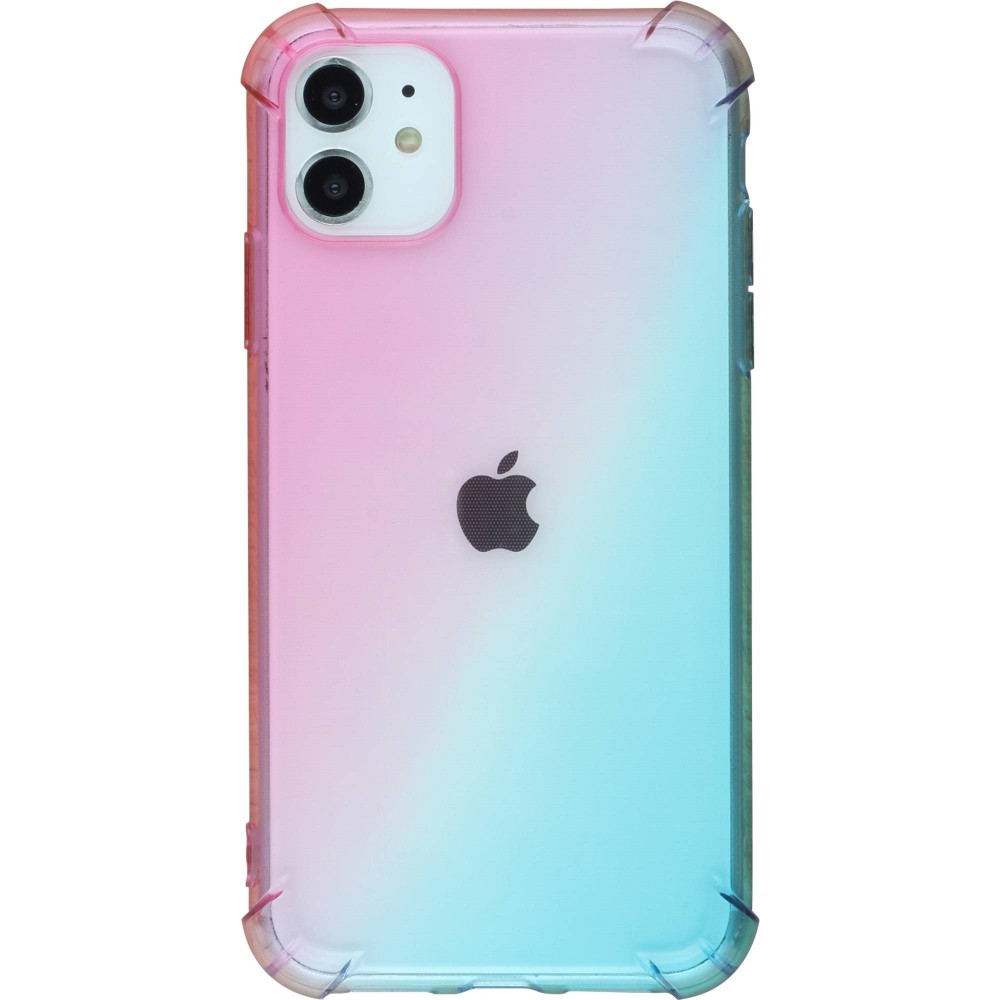 Coque iPhone 11 - Bumper Rainbow Silicone anti-choc avec bords protégés -  rose - Bleu