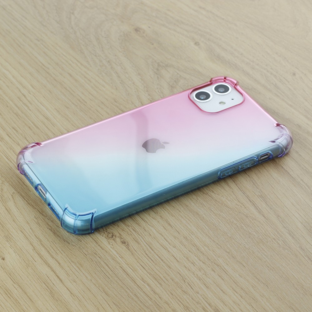 Coque iPhone 11 - Bumper Rainbow Silicone anti-choc avec bords protégés -  rose - Bleu