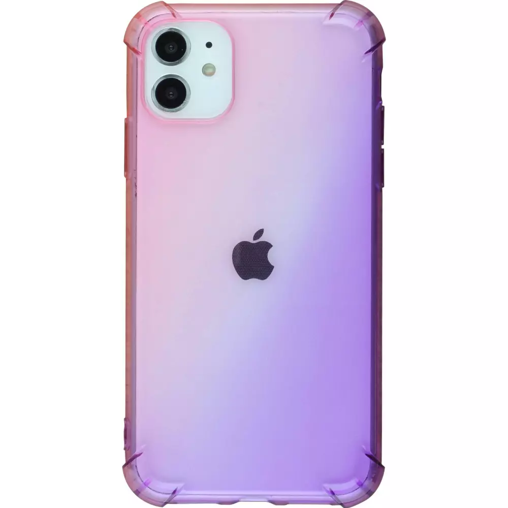 Hülle iPhone 12 / 12 Pro - Gummi Bumper Rainbow mit extra Schutz für Ecken Antischock - rosa - Violett