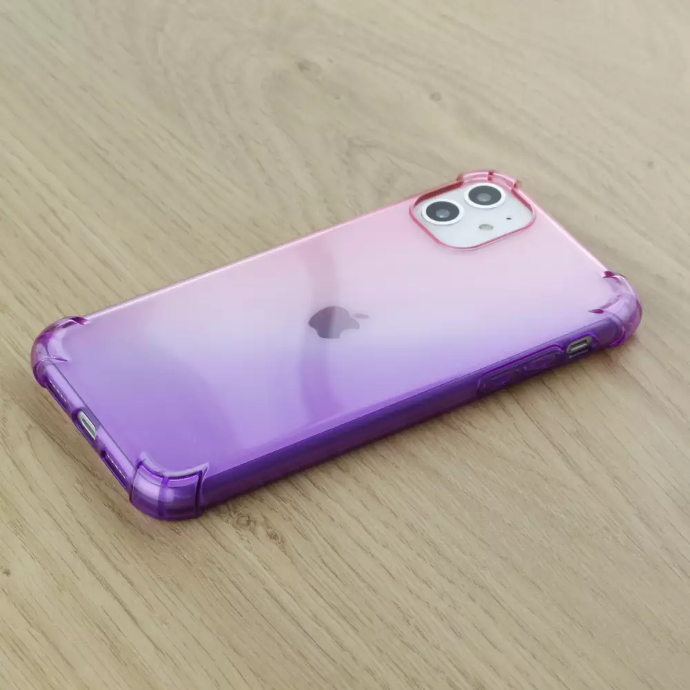 Hülle iPhone 12 / 12 Pro - Gummi Bumper Rainbow mit extra Schutz für Ecken Antischock - rosa - Violett