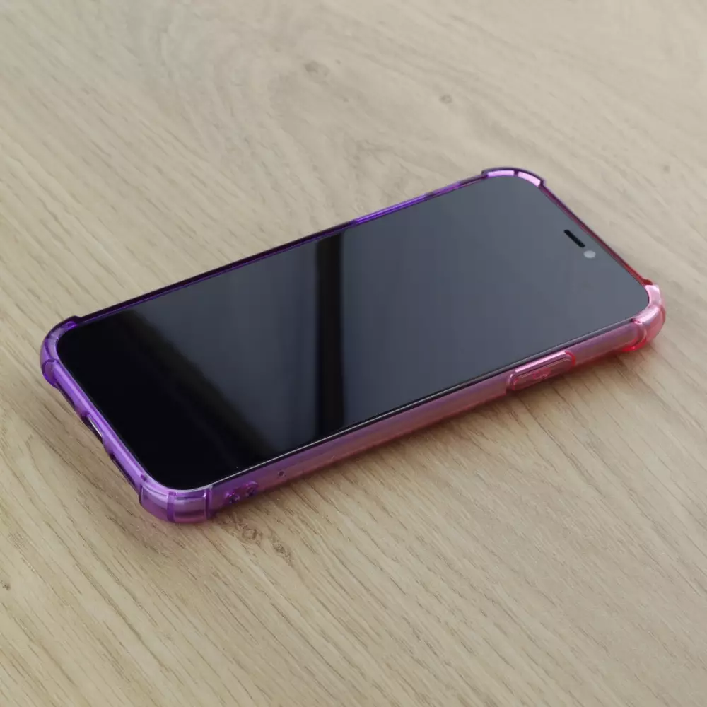 Hülle iPhone 12 / 12 Pro - Gummi Bumper Rainbow mit extra Schutz für Ecken Antischock - rosa - Violett