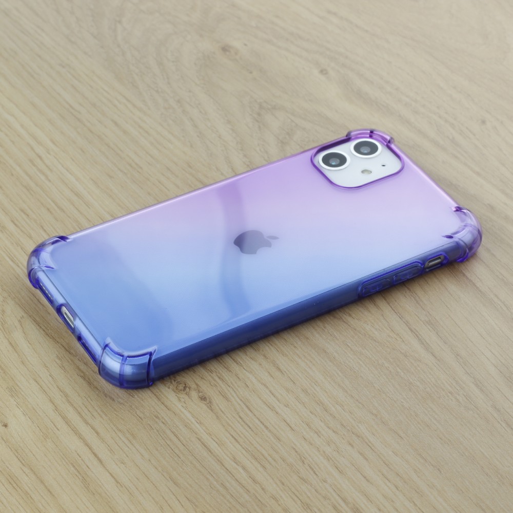 Coque iPhone 12 / 12 Pro - Bumper Rainbow Silicone anti-choc avec bords protégés -  violet - Bleu