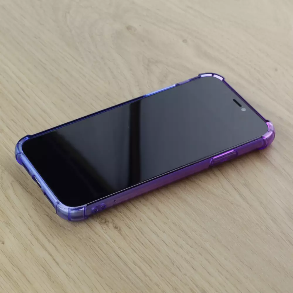 Hülle iPhone 12 / 12 Pro - Gummi Bumper Rainbow mit extra Schutz für Ecken Antischock - violett blau