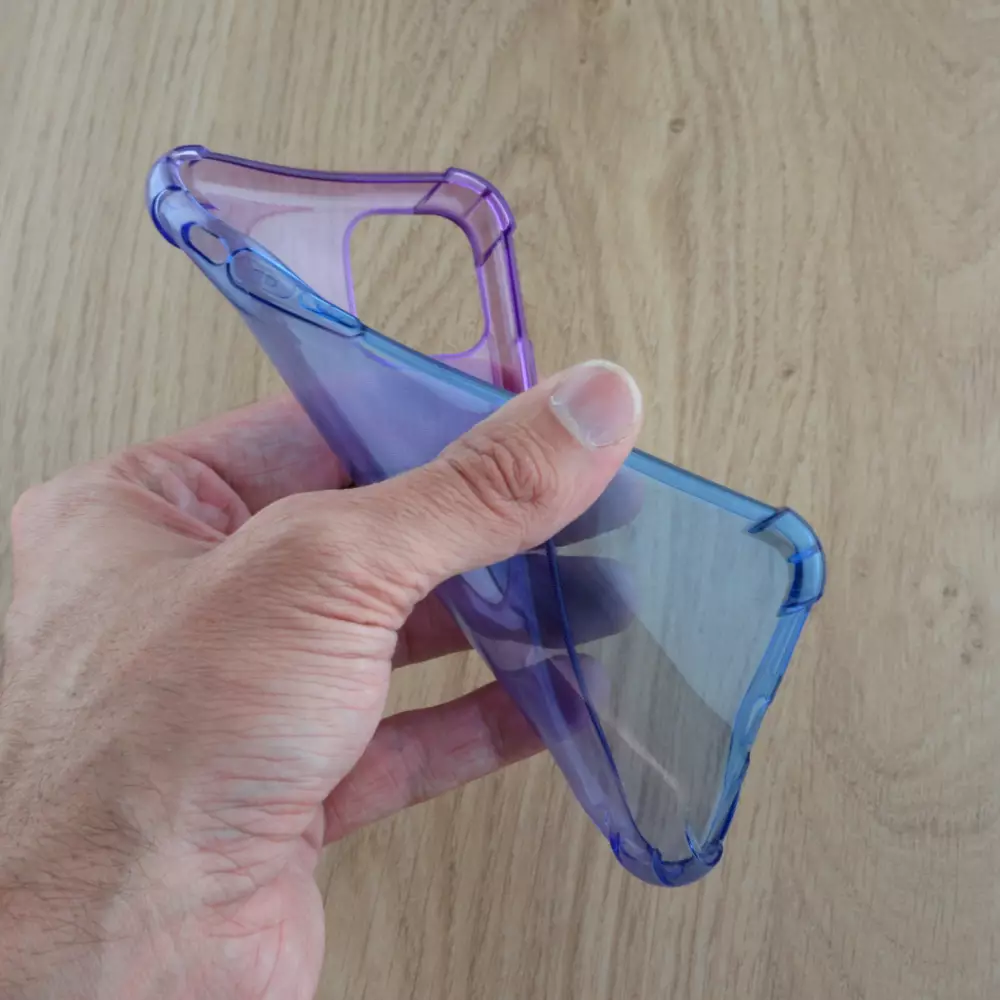 Hülle iPhone 12 / 12 Pro - Gummi Bumper Rainbow mit extra Schutz für Ecken Antischock - violett blau