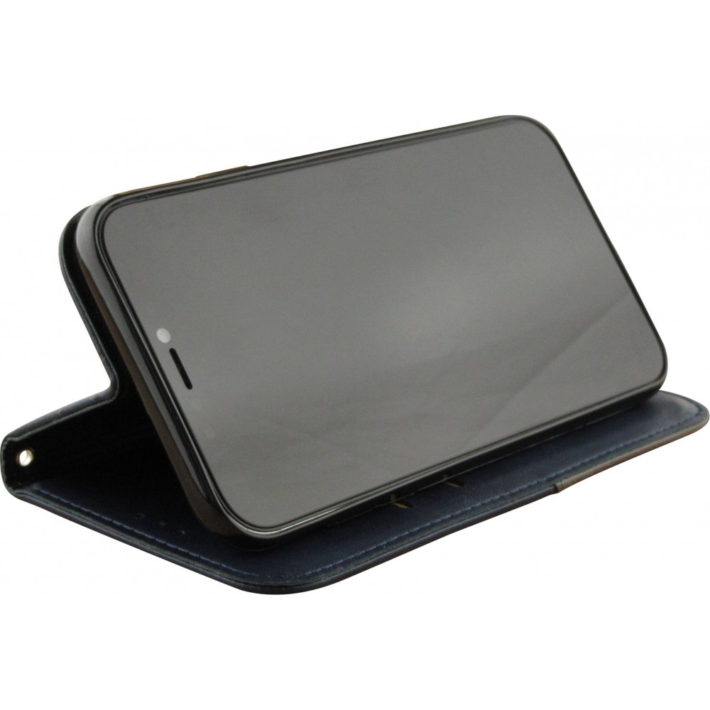 Coque iPhone 16e - Flip Géometrique - Bleu