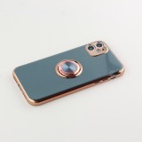 Coque Samsung Galaxy S25 - Gel Bronze avec anneau gris - Vert