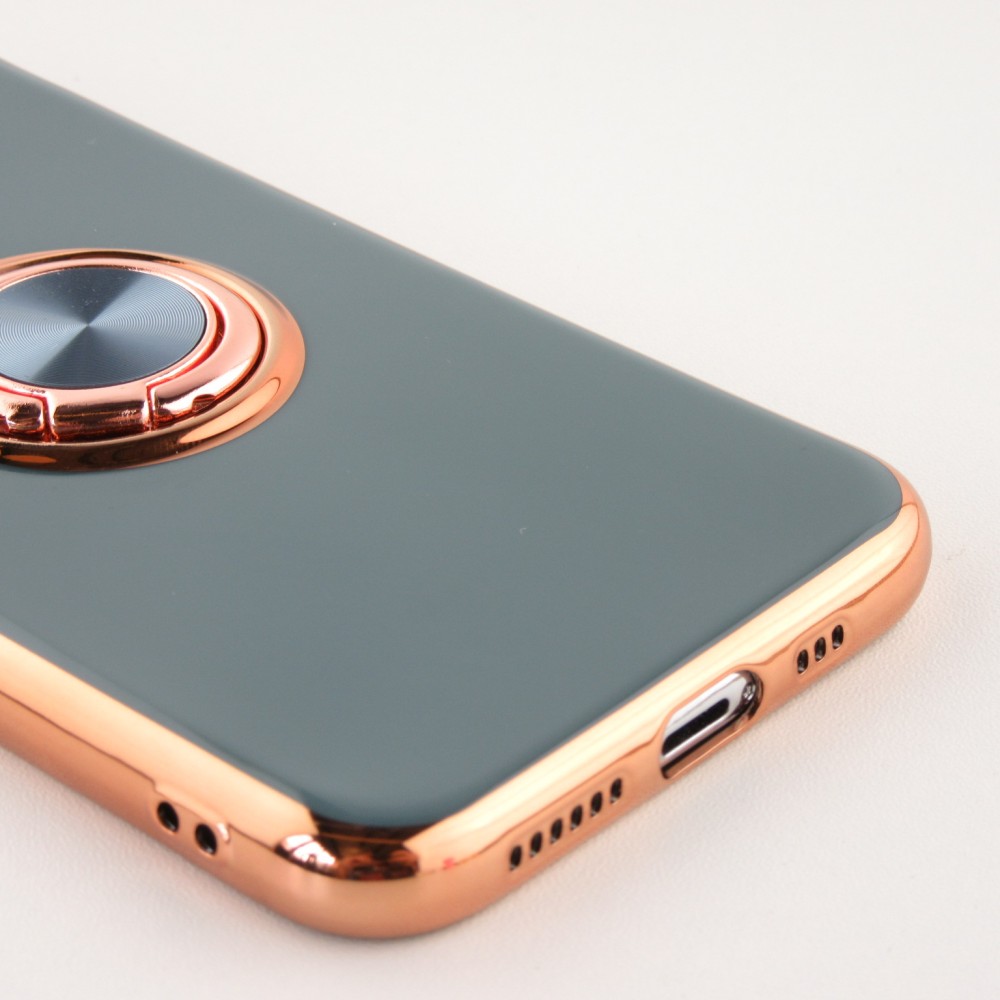 Coque Samsung Galaxy S25 - Gel Bronze avec anneau gris - Vert