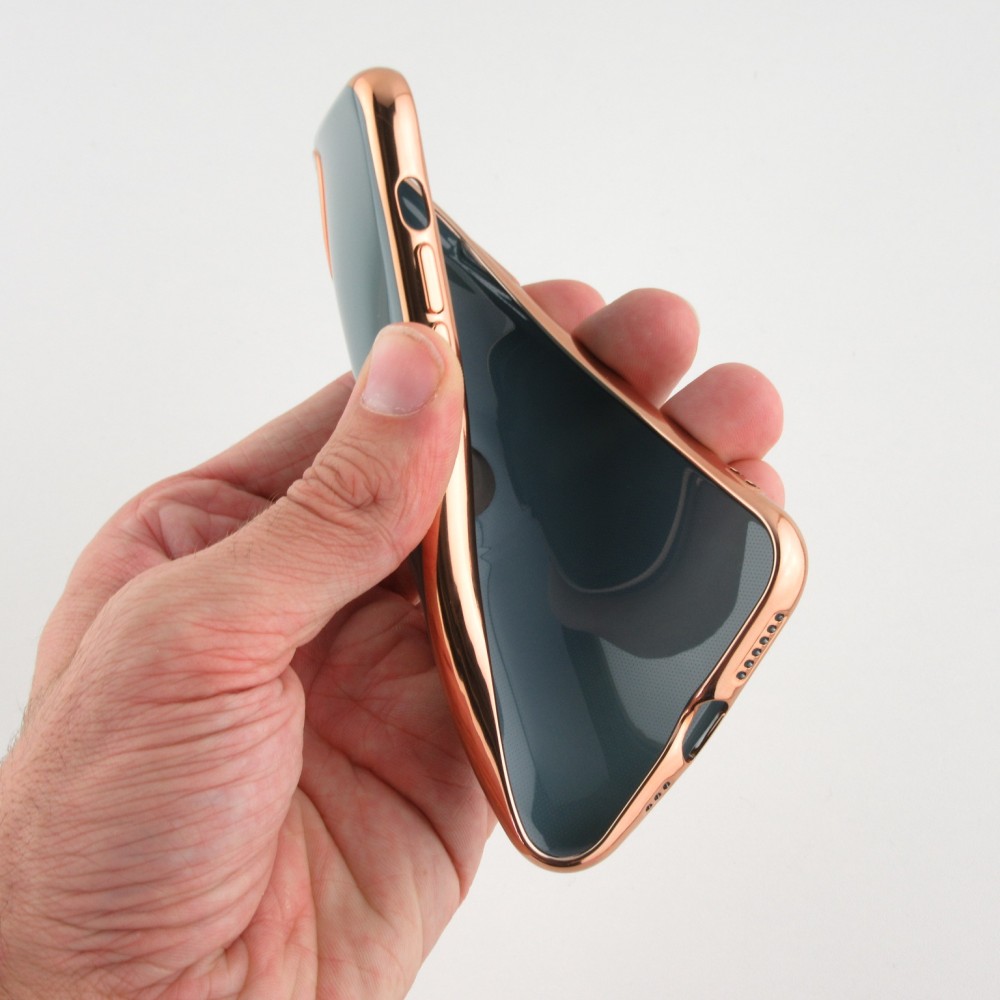 Coque Samsung Galaxy S25 - Gel Bronze avec anneau gris - Vert