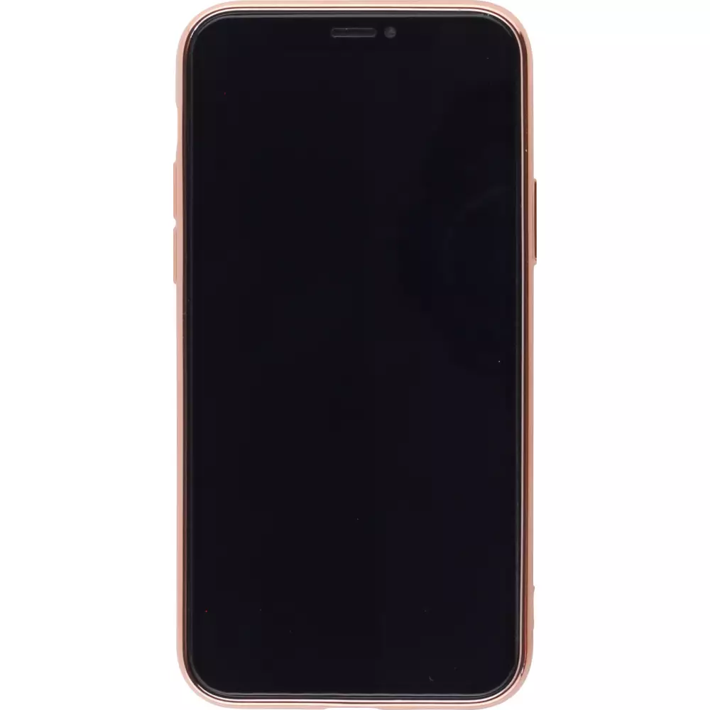 Hülle iPhone 12 - Gummi Bronze mit Ring - Rosa