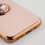 Hülle iPhone 12 - Gummi Bronze mit Ring - Rosa