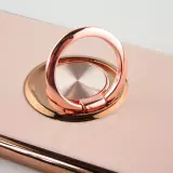 Hülle iPhone 12 - Gummi Bronze mit Ring - Rosa