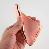 Hülle iPhone 12 - Gummi Bronze mit Ring - Rosa