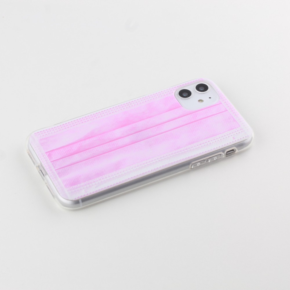 Coque iPhone 11 - Gel masque chirurgical - Rose