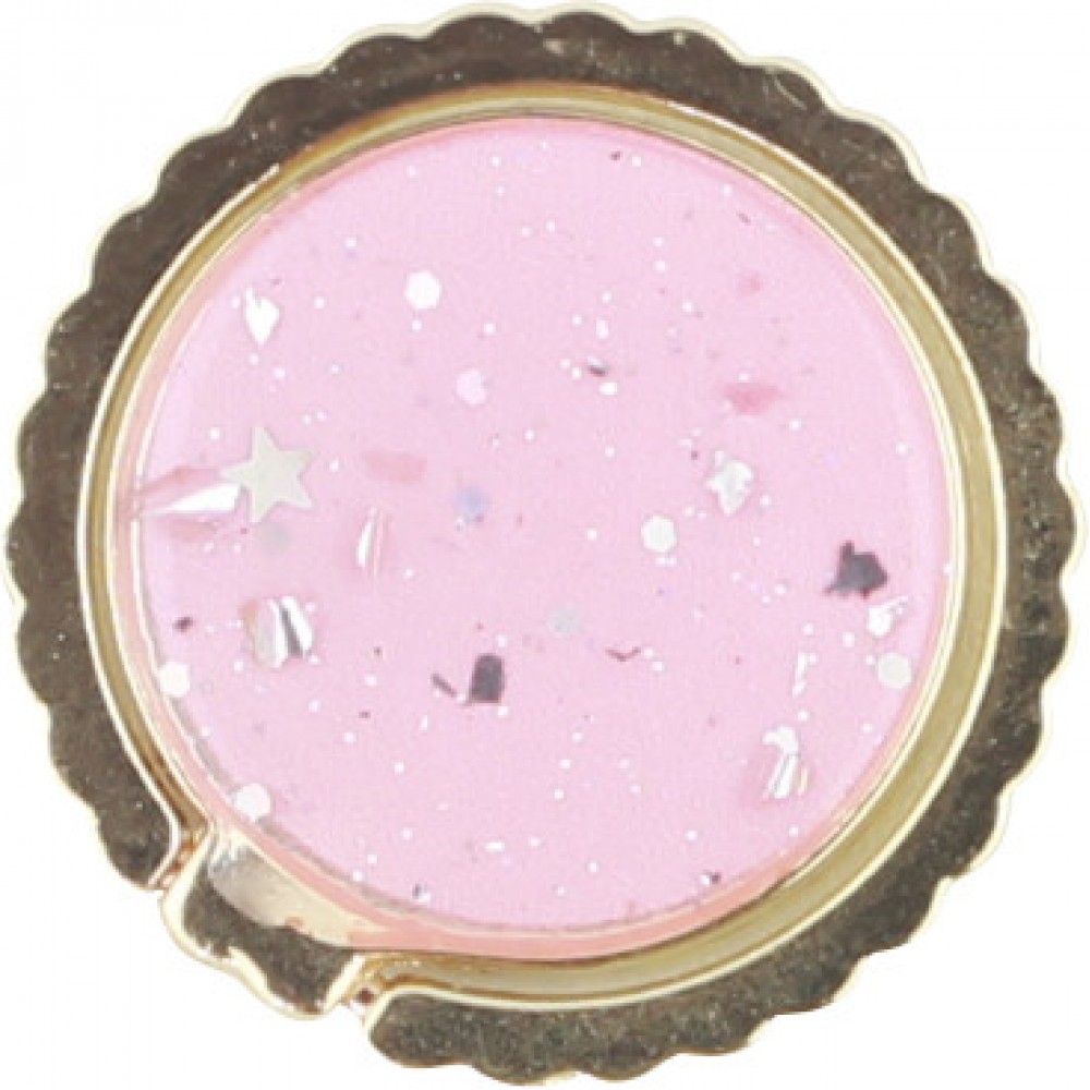 Coque iPhone 12 / 12 Pro - Gel paillettes argentées avec anneau - Rose