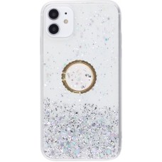 Coque iPhone 7 / 8 / SE (2020, 2022) - Gel paillettes argentées avec anneau - Transparent
