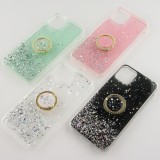 Coque iPhone 7 / 8 / SE (2020, 2022) - Gel paillettes argentées avec anneau - Transparent