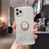 Coque iPhone 7 / 8 / SE (2020, 2022) - Gel paillettes argentées avec anneau - Transparent