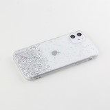 Coque iPhone 7 / 8 / SE (2020, 2022) - Gel paillettes argentées avec anneau - Transparent