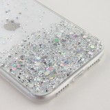 Coque iPhone 7 / 8 / SE (2020, 2022) - Gel paillettes argentées avec anneau - Transparent