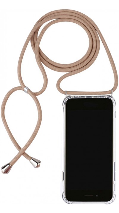 Coque iPhone 16 Pro Max - Gel transparent avec lacet beige