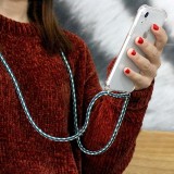 Coque iPhone 14 Pro - Gel transparent avec lacet beige