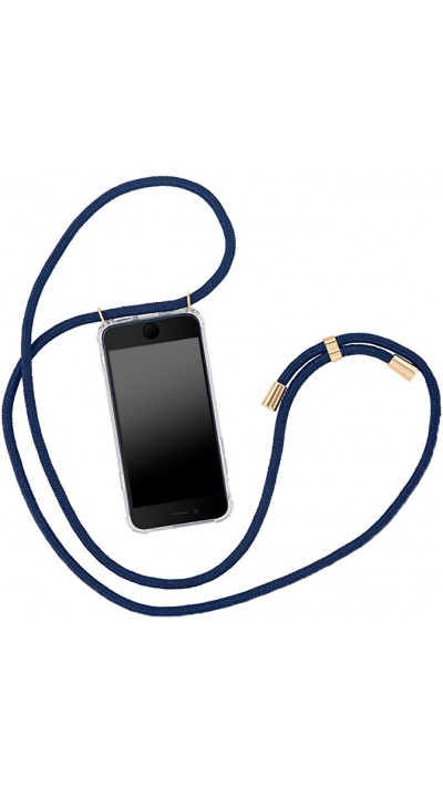 Coque iPhone 15 Pro Max - Gel transparent avec lacet - Bleu