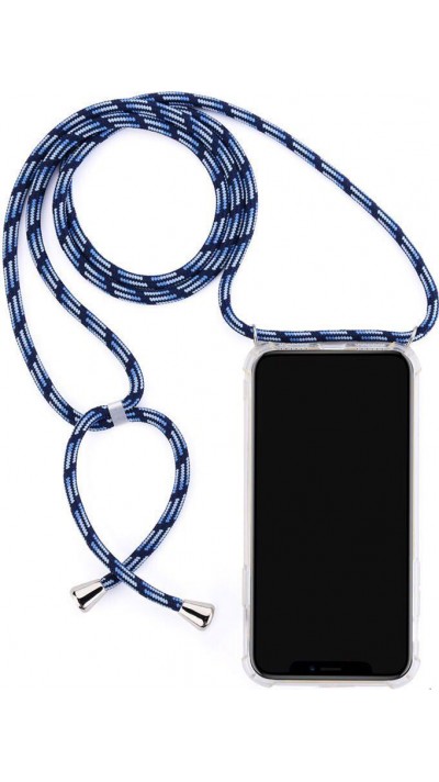 Coque iPhone 15 - Gel transparent avec lacet bleu tacheté
