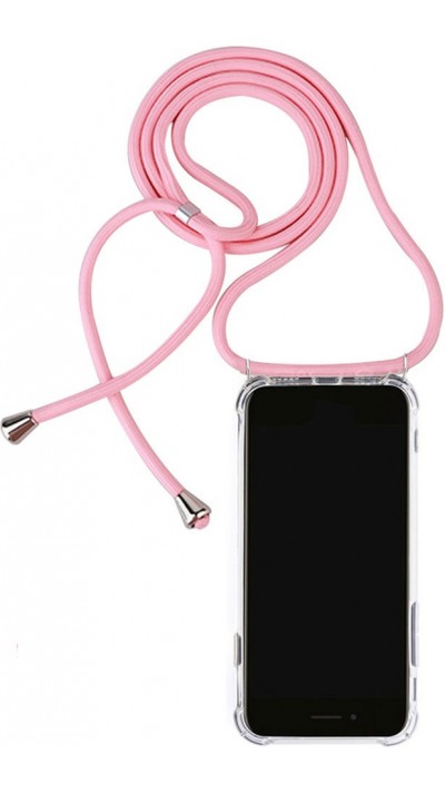 Coque iPhone 15 - Gel transparent avec lacet - Rose