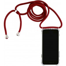 Coque iPhone 15 Plus - Gel transparent avec lacet - Rouge