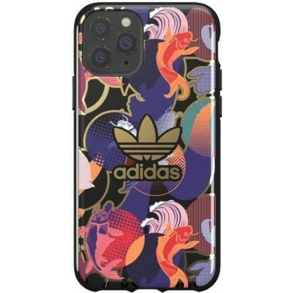 Coque iPhone 12 Pro Max - Adidas gel rigide design inspiration japonaise avec logo doré - Multicolore