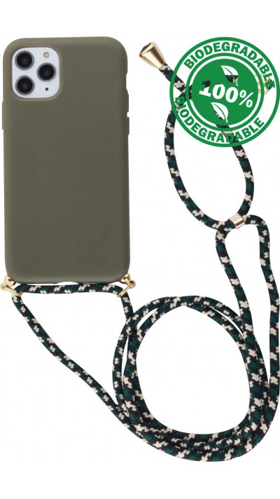 Coque iPhone 11 Pro Max - Bio Eco-Friendly nature avec cordon collier - Vert foncé