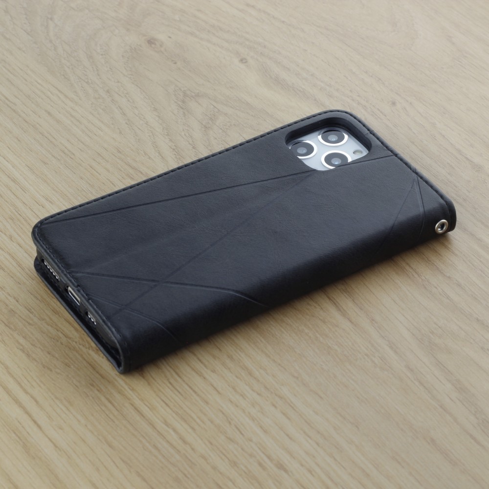 Coque iPhone 11 Pro Max - Flip Géometrique - Noir