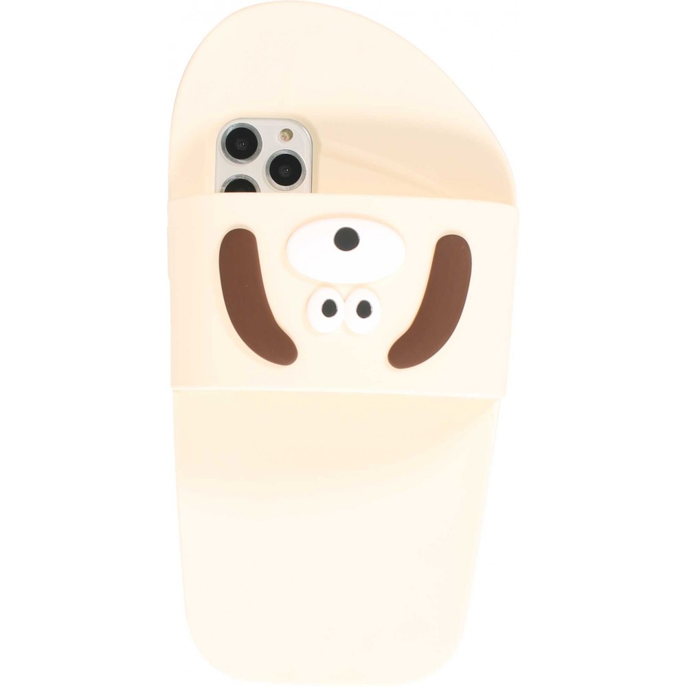 Coque iPhone 11 Pro Max - Sandale en silicone avec tête de chien Shih Tzu - Beige clair