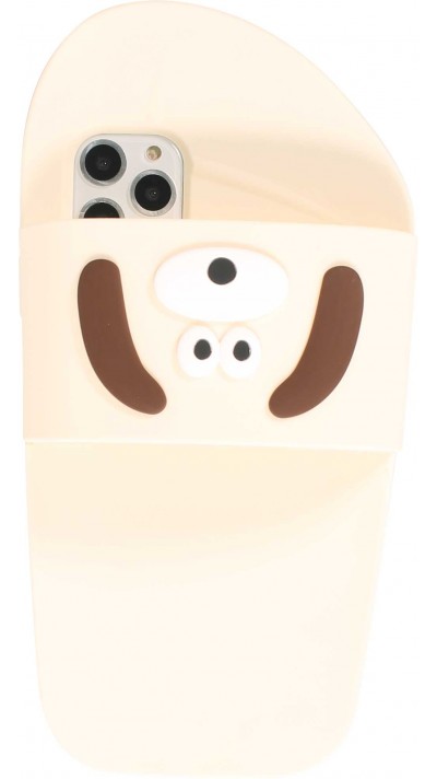 Coque iPhone 11 Pro Max - Sandale en silicone avec tête de chien Shih Tzu - Beige clair