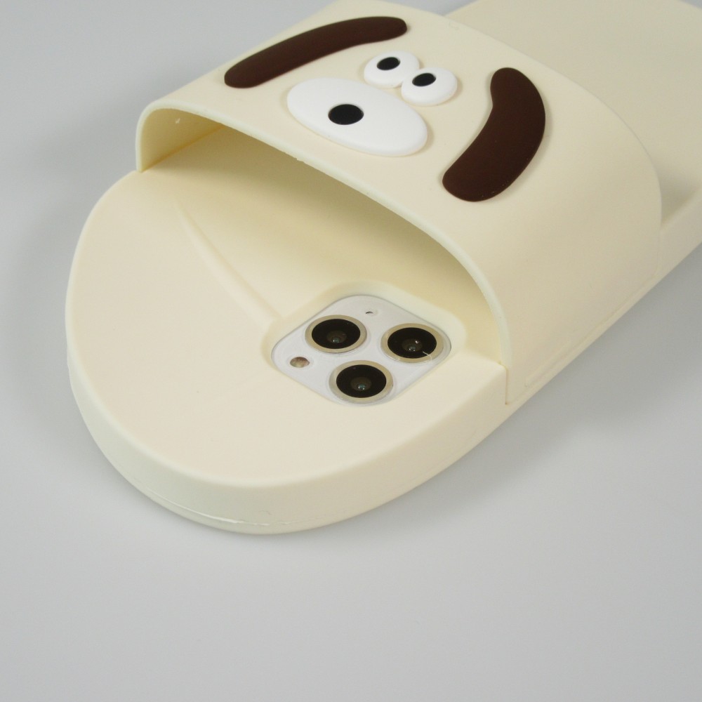 Coque iPhone 11 Pro Max - Sandale en silicone avec tête de chien Shih Tzu - Beige clair