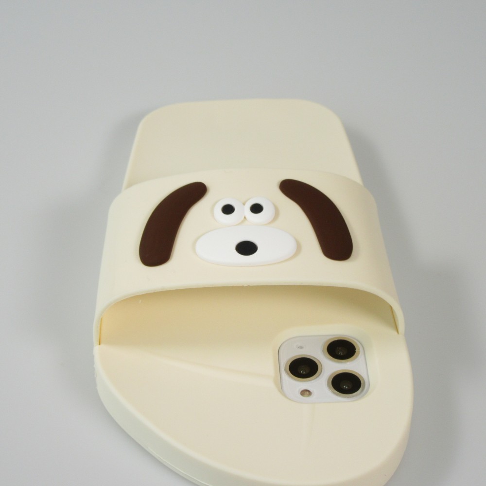 Coque iPhone 11 Pro Max - Sandale en silicone avec tête de chien Shih Tzu - Beige clair