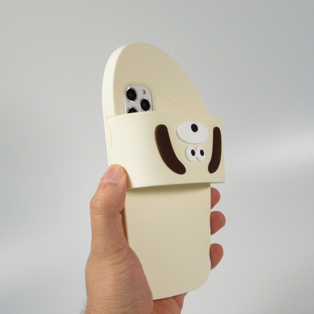 Coque iPhone 11 Pro Max - Sandale en silicone avec tête de chien Shih Tzu - Beige clair